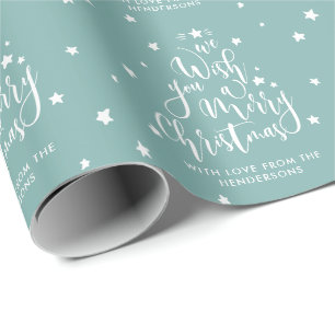 Personalised 'We Wish You A Merry Christmas' Stars Wrapping Paper