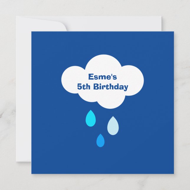 Personalised Weather Cloud and Raindrops Birthday (Front)