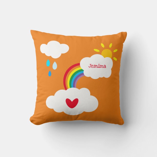 Personalised Weather Cloud and Raindrops Cushion (Front)