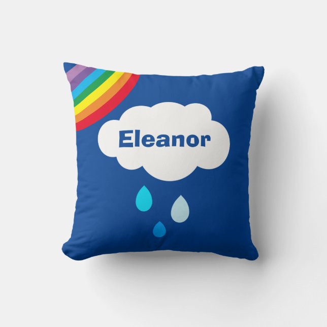 Personalised Weather Cloud and Raindrops Cushion (Front)