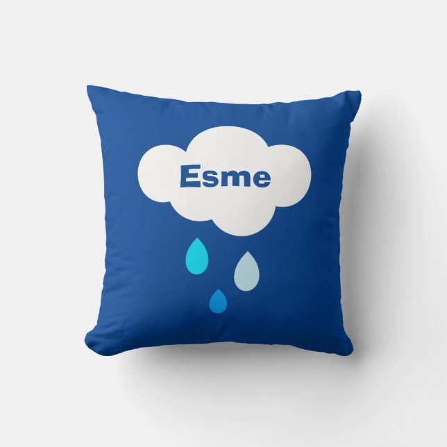 Personalised Weather Cloud and Raindrops Cushion (Front)