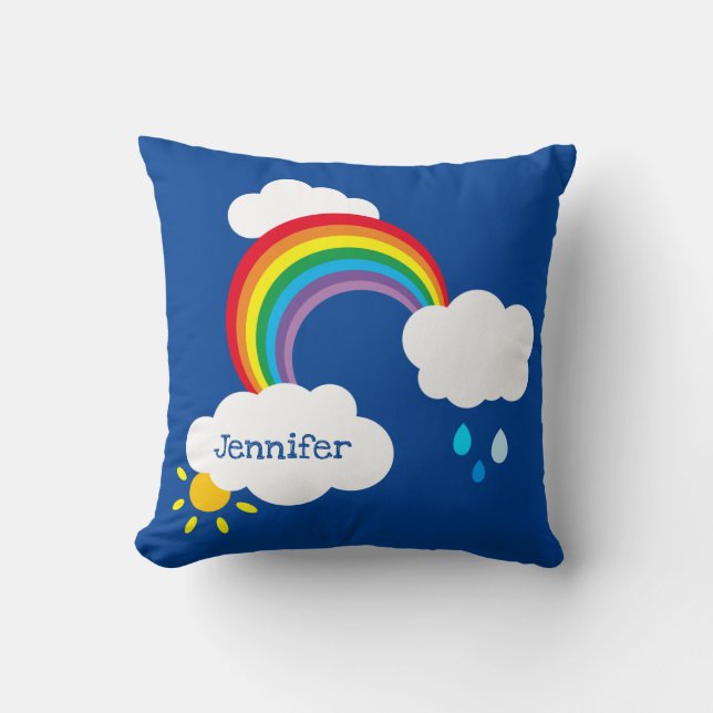 Personalised Weather Cloud and Raindrops Cushion (Front)