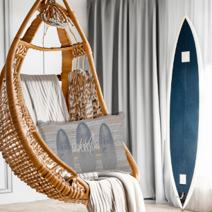 Personalised Weathered Beach Driftwood Surfboard Decorative Cushion