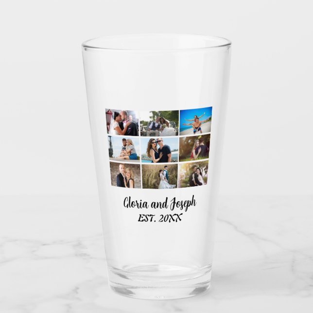 Personalised Wedding Anniversary 9 Photo Collage Glass (Front)