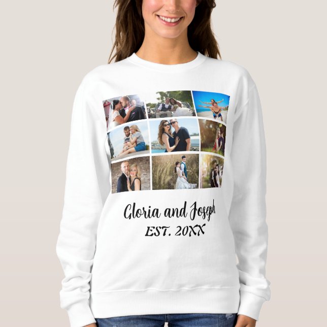 Personalised Wedding Anniversary 9 Photo Collage  Sweatshirt (Front)