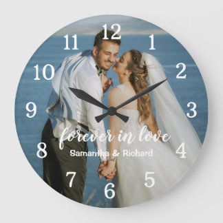 Personalised Wedding Anniversary Forever Photo Large Clock