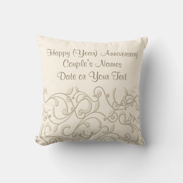 Personalised Wedding Anniversary Gift by the Year Cushion (Front)