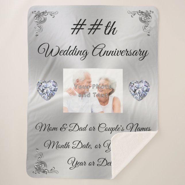 Personalised Wedding Anniversary Gifts by Year Sherpa Blanket (Front)