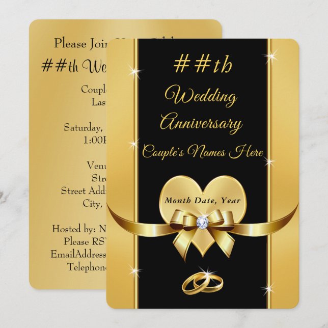 Personalised Wedding Anniversary Invitations (Front/Back)