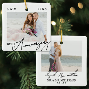 Personalised Wedding Anniversary Keepsake Photo Ceramic Ornament