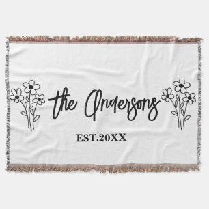 Personalised Wedding Anniversary Last Name Gift Throw Blanket