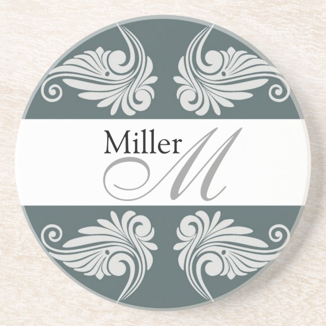 Personalised  Wedding Anniversary Monogram Coaster (Front)