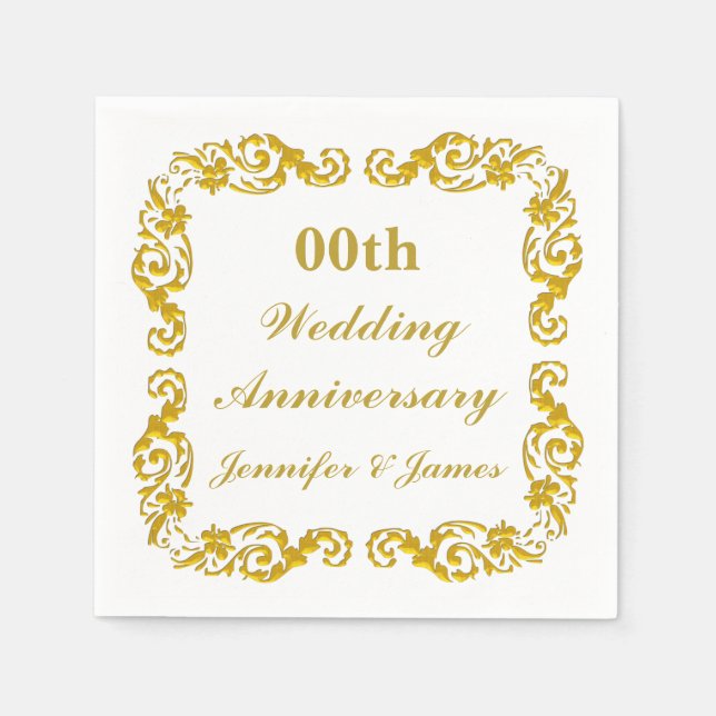 Personalised Wedding Anniversary Napkin (Front)