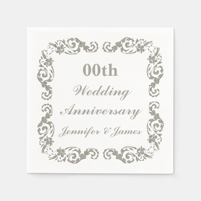 Personalised Wedding Anniversary Napkin (Front)