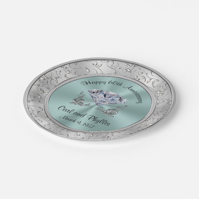 Personalised Wedding Anniversary Paper Plates (Angled)