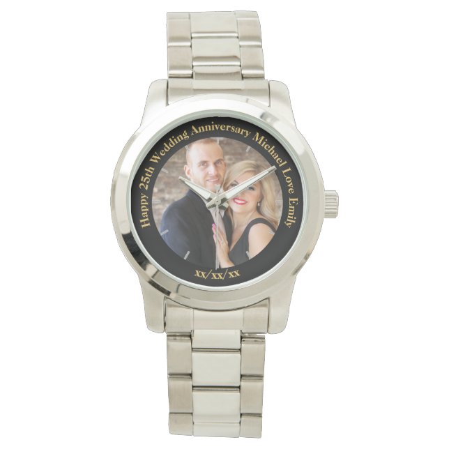 Personalised Wedding Anniversary PHOTO Custom Him Watch (Front)