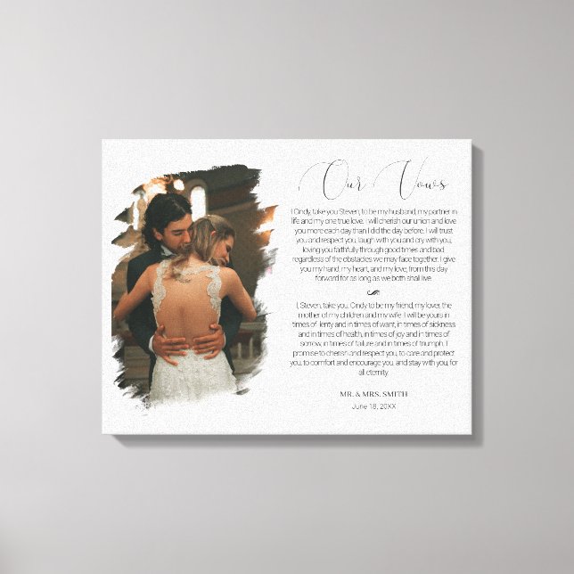 Personalised Wedding Anniversary Photo & Vows Canvas Print (Front)