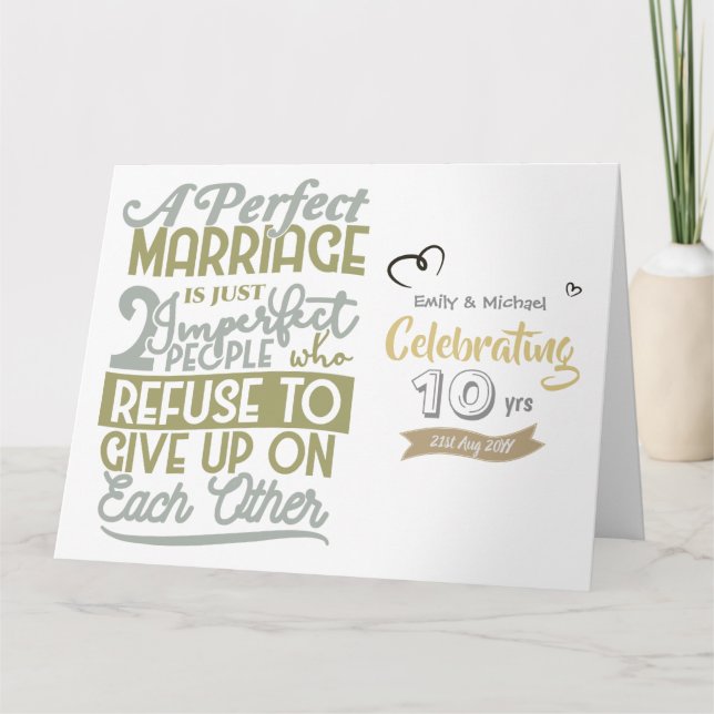 Personalised Wedding Anniversary QUOTE - ANY Yrs Card (Front)