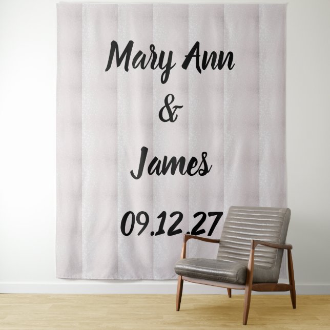 Personalised Wedding Backdrop Black Gold Lights Tapestry (In Situ)