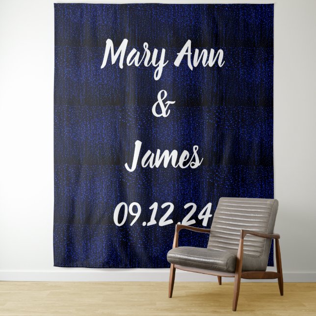 Personalised Wedding Backdrop Pink Gold Lights Tapestry (In Situ)
