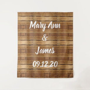 Personalised Wedding Backdrop Pink Gold Lights Tapestry