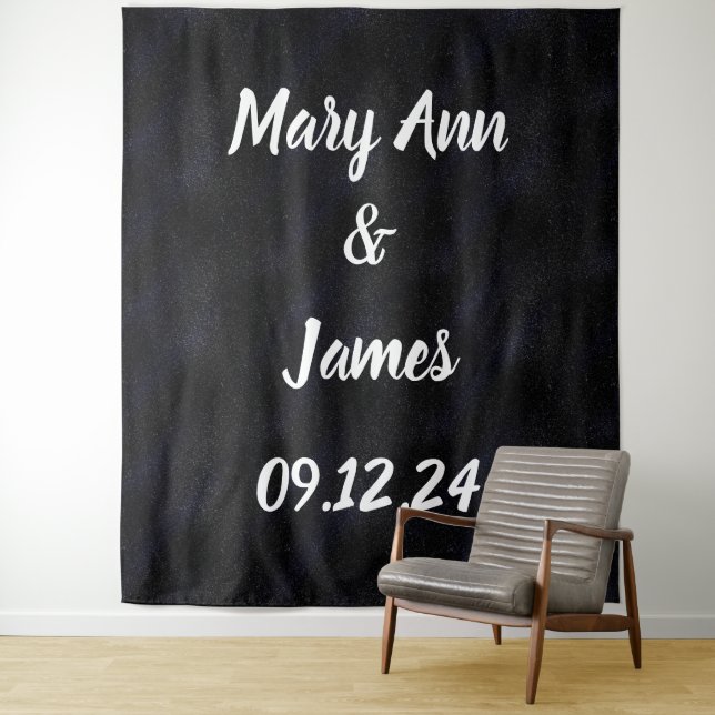 Personalised Wedding Backdrop Pink Gold Lights Tapestry (In Situ)