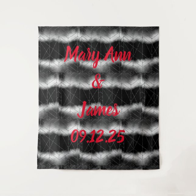 Personalised Wedding Backdrop Pink Gold Lights Tapestry (Front)