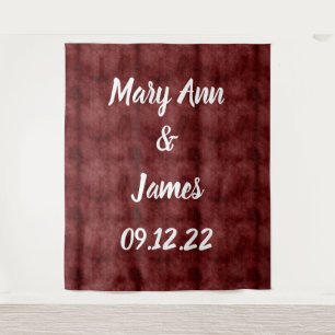 Personalised Wedding Backdrop Pink Gold Lights Tapestry
