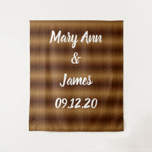 Personalised Wedding Backdrop Pink Gold Lights Tapestry