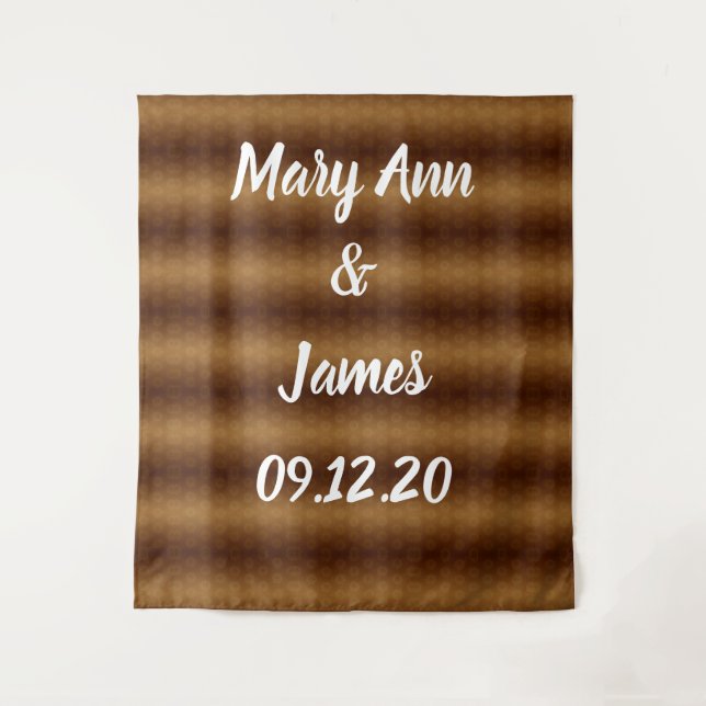 Personalised Wedding Backdrop Pink Gold Lights Tapestry (Front)