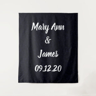 Personalised Wedding Backdrop Red Gold Lights Tapestry