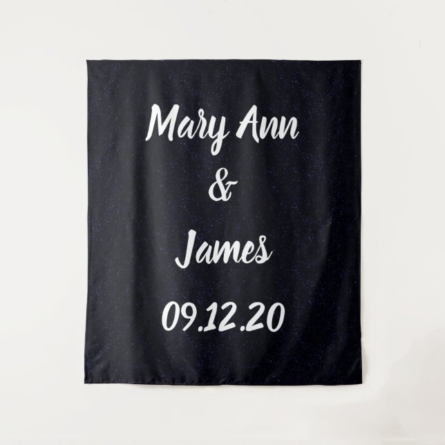 Personalised Wedding Backdrop Red Gold Lights Tapestry (Front)