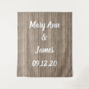 Personalised Wedding Backdrop Wood Background Tapestry