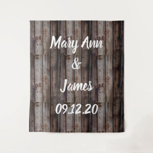 Personalised Wedding Backdrop Wood Background Tapestry