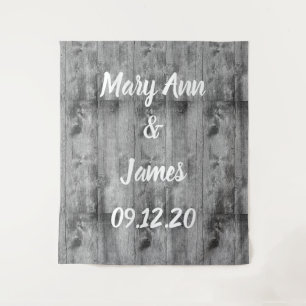 Personalised Wedding Backdrop Wood Background Tapestry