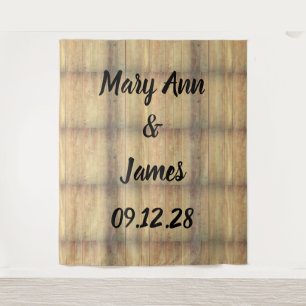 Personalised Wedding Backdrop Wood Background Tapestry