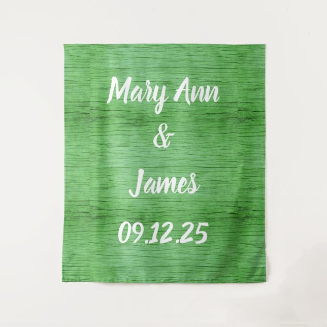 Personalised Wedding Backdrop Wood Background Tapestry (Front)