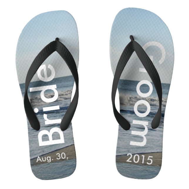 Personalised Wedding Beach Sand Flip Flops (Footbed)