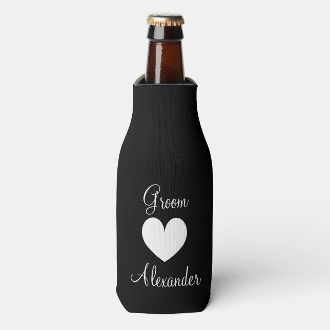 Personalised wedding bottle cooler for groomsmen (Bottle Front)