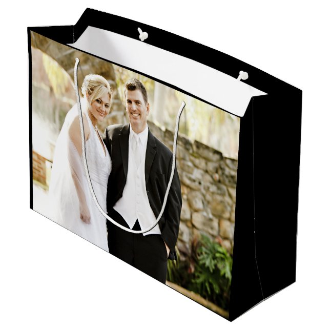 Personalised Wedding Bridal Engagement Photo Large Gift Bag (Back Angled)