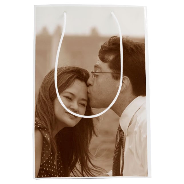 Personalised Wedding Bridal Engagement Photo Medium Gift Bag (Front)