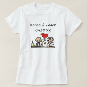 Personalised Wedding Bride Groom Couple Names Date T-Shirt
