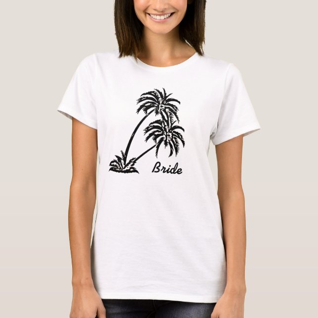 Personalised Wedding Bride's Gift Palm Trees T-Shirt (Front)