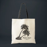 Personalised Wedding Bride's Gift Palm Trees Tote Bag<br><div class="desc">This beautiful simple artsy chic and unique bride's wedding gift/beach wedding favour gift is custom printed with two palm trees on an island design with name and date/place of your choosing. Personalise it with couple's names or bridesmaid, maid-of-honour... ... or customise it further if you like to change the font,...</div>