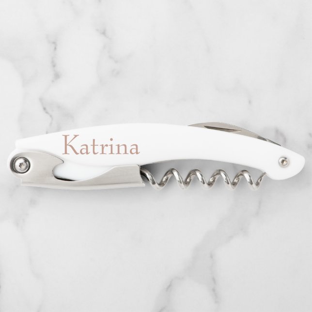 personalised wedding bridesm in rosegold c corkscrew (Front)