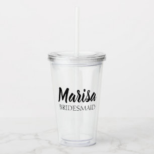 Personalised Wedding Bridesmaid / Maid of Honour Acrylic Tumbler