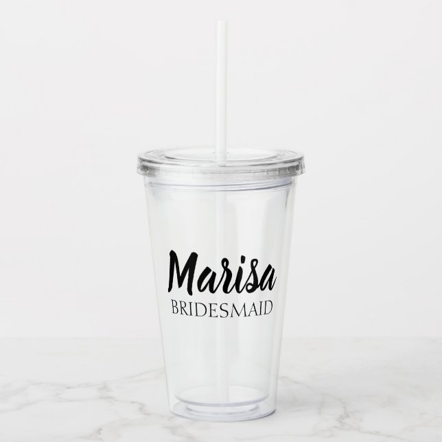 Personalised Wedding Bridesmaid / Maid of Honour Acrylic Tumbler (Front)