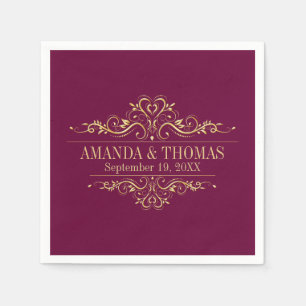 Personalised Wedding burgundy Elegant Paper Napkin