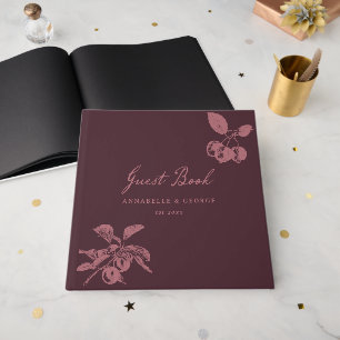 Personalised Wedding Burgundy Vintage Floral Fruit Guest Book