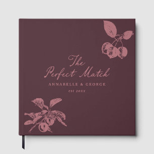 Personalised Wedding Burgundy Vintage Floral Fruit Guest Book
